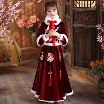 Talvel Lapsed Tikandid Uus Aasta Kleit Hiina Traditsiooniline Laste Armas Vana Hanfu Tüdrukud Paks Ja Tepitud Tang Ülikond