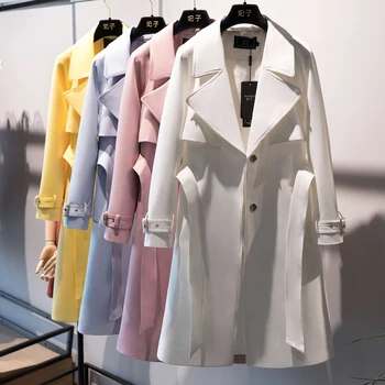 Naiste Ametliku Stiilne Single-Breasted trentš koos Turvavöö, Pikk, Sale Overcoat, korea Outwear, Kevadel, Sügisel, Uus, 2023