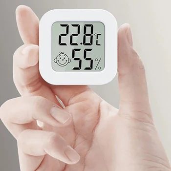 Mini Digitaalne LCD Termomeeter Hygrometer koos Naeratav Nägu Väljend Temperatuuri ja Niiskuse Ekraan